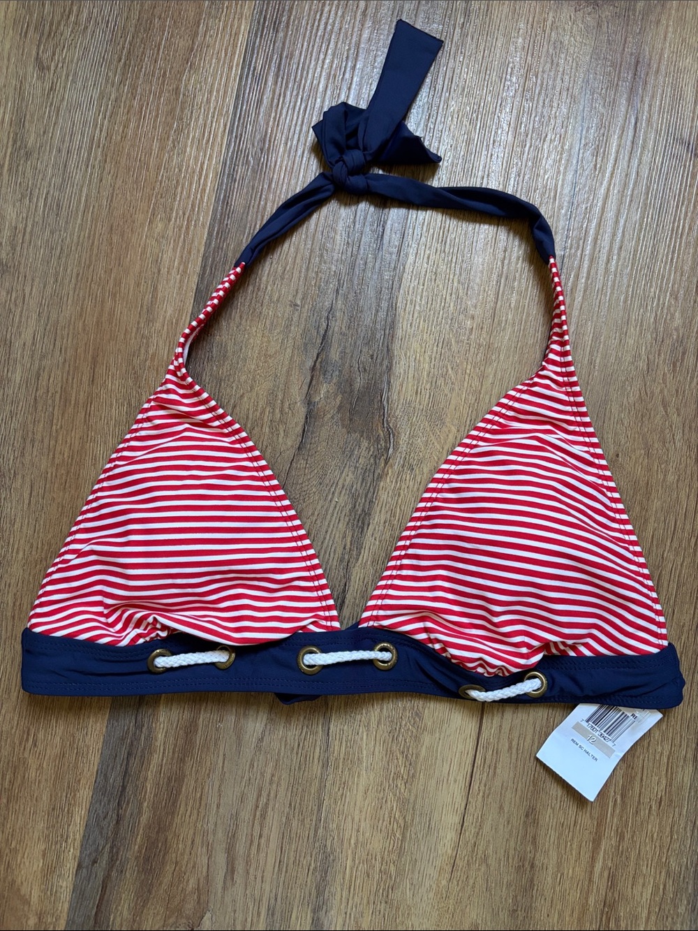 Tommy Hilfiger red, white & blue halter bikini top NWT Sz 12